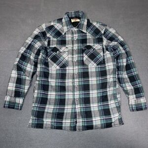 Youngbloods Pearl Snap Plaid Western Shirt S Green &Purple Long Sleeve Authentic